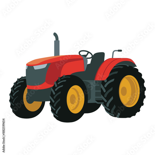 red tractor isolated on white