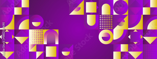 Dynamic abstract pattern using purple and yellow geometric shapes with smooth light transitions