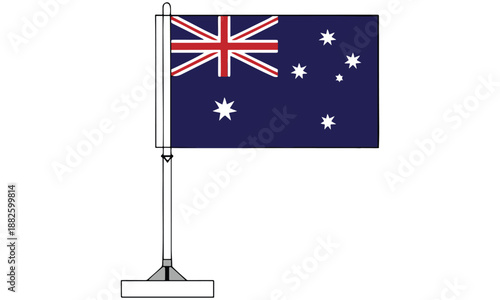 Australian Flag on Flagpole Vector Set – National Flag of Australia Illustration .