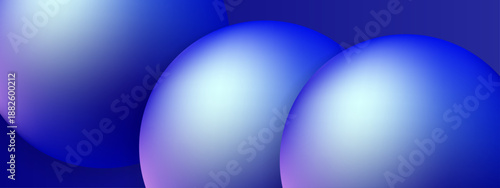 Multiple overlapping 3D spheres in deep blue and indigo shades featuring soft highlights and atmospheric lighting for a premium look