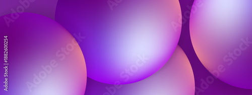 Artistic arrangement of purple and magenta 3D orbs with bright central highlights creating a sense of depth and vibrant energy