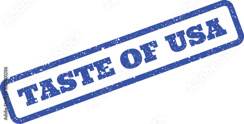 Distressed rubber stamp displaying TASTE OF USA within a prominent rectangular border, ideal for promotional graphics