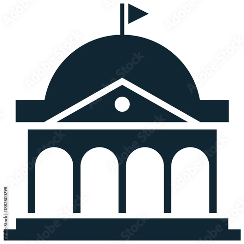 Government icon vector for civic buildings. Ideal for city halls, political institutions, law courts, official administration centers, and state authority.