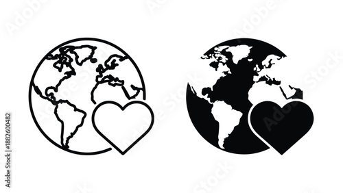 World love connection vector illustration flat design. Vector icon set. Clipart image. Glyph and solid icon set. Icon vector. Flat Design Icon. line icon set