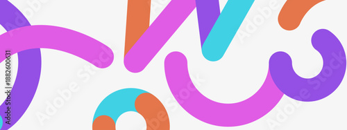 Contemporary fluid design showcasing thick purple and pink curved lines with bright accents