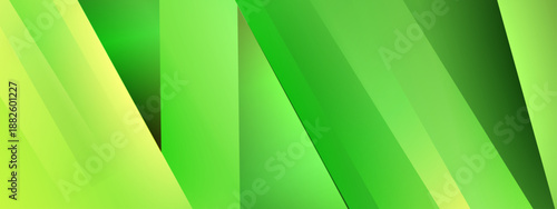 Dynamic green layers and diagonal lines creating a fresh organic and technological atmosphere