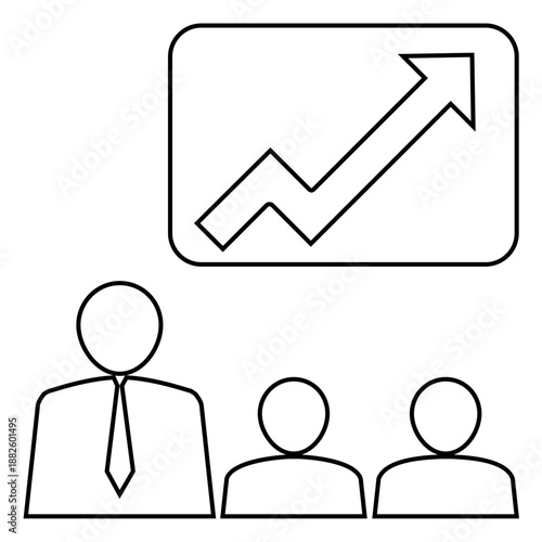 Training line icon vector for skill development. Ideal for coaching, teaching, fitness workouts, business learning, progress outlines, and mentor signs.