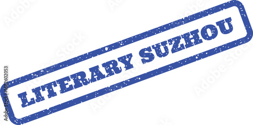 Distressed rubber stamp mark with LITERARY SUZHOU text for travel or cultural themes