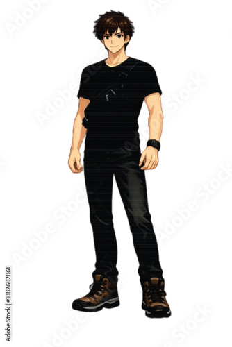 Confident young man in cool pose, stylish male character with trendy attitude