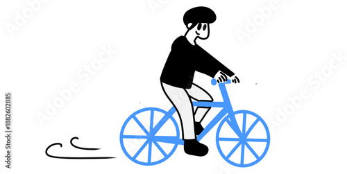People ride bike illustration vector for eco transport. Ideal for city cycling, healthy lifestyle, exercise routines, and active travel commuters.