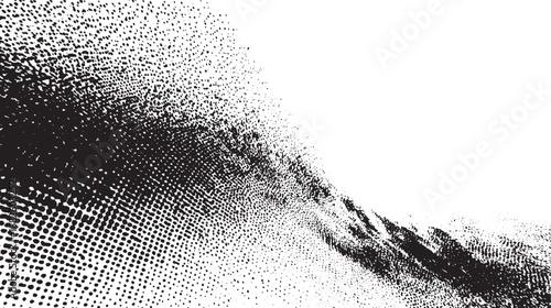 Abstract black and white textured background with a dense dot pattern creating a sense of depth and a curved, flowing form in monochrome