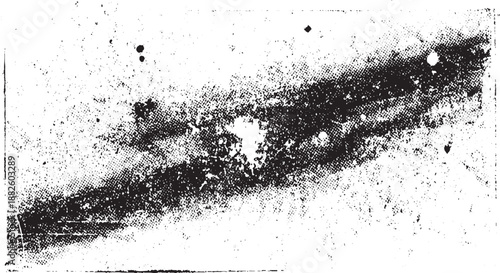 Monochrome abstract background with grainy texture and scattered dots resembling a cosmic nebula or distressed paper surface