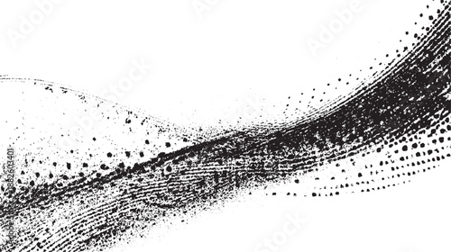 Abstract black and white textured background with flowing wavy lines and scattered dots creating a sense of movement and depth