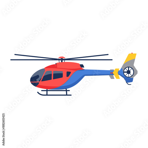 Red and Blue Helicopter Illustration - Modern Aircraft Design