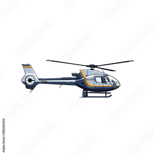 Modern helicopter illustration, isolated on white