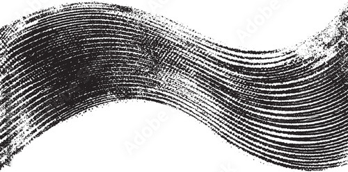 Black distressed grunge brush stroke wave pattern on white background abstract textured overlay for