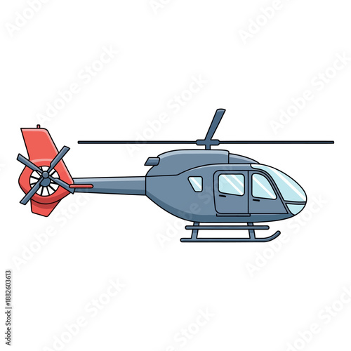 Modern Helicopter Aircraft Vector Illustration, Isolated on White Background