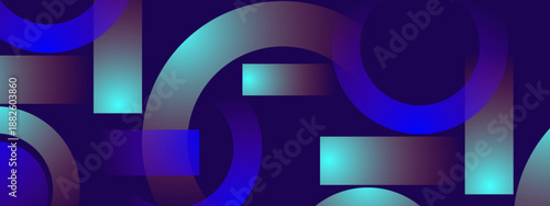 Glowing Cyan and Violet Overlapping Geometric Shapes on Dark Purple