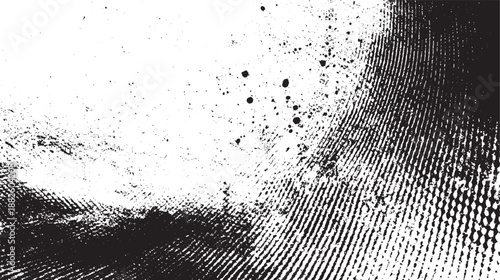 Textured black and white abstract background with a grid-like pattern and scattered dark speckles, conveying a sense of depth
