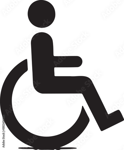 Black wheelchair accessibility icon pictogram vector symbol for disabled access signage or website UI, isolated on white background