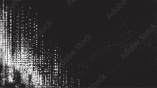 Dark abstract background with a strong black and white halftone dot pattern on the left, fading into a textured grunge effect