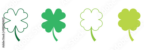 Four-leaf clover sign. Luck line icon. Good luck, fortune symbol. Isolated on a white background. Flat design. eps 10