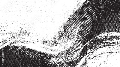 Textured abstract background with a wavy pattern and granular details in black and white for artistic and applications