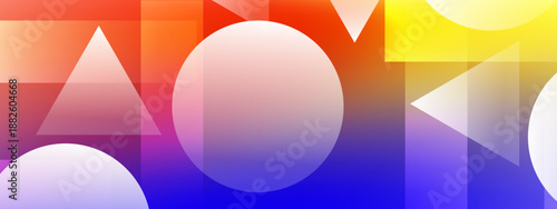 Vibrant Rainbow Gradient Geometry Background with White Layered Shapes
