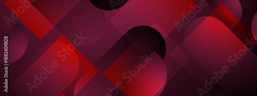 Deep Red and Burgundy Geometric Pattern with Bold Overlapping Curves