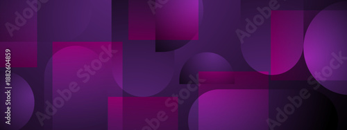 Dark Purple and Magenta Abstract Background with Rounded Shape Overlays