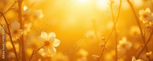 Serene White Blossoms Warm Sunset Glow