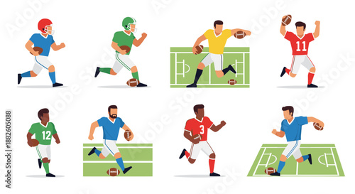 American Football Players in Action on the Field.