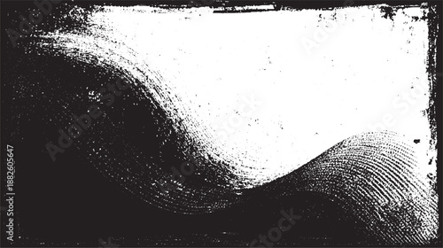 Monochrome abstract background featuring a sweeping curved texture with a gritty distressed overlay and a dynamic interplay of light and shadow