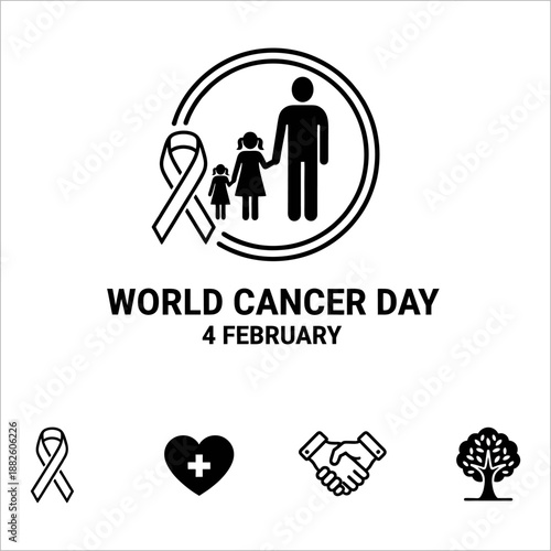 Symbolic illustration promoting health awareness and collective support for individuals and families affected by disease, emphasizing unity in the global fight for wellbeing