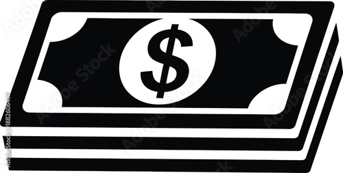 Stack of Paper Money with Dollar Sign Illustration on white Background. Dollar bills icon. 