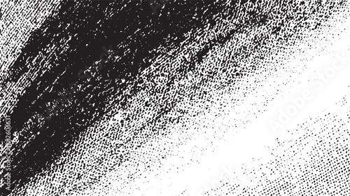 Black and white abstract texture with diagonal brush strokes and a granular halftone pattern creating a rough, tactile, and dynamic surface