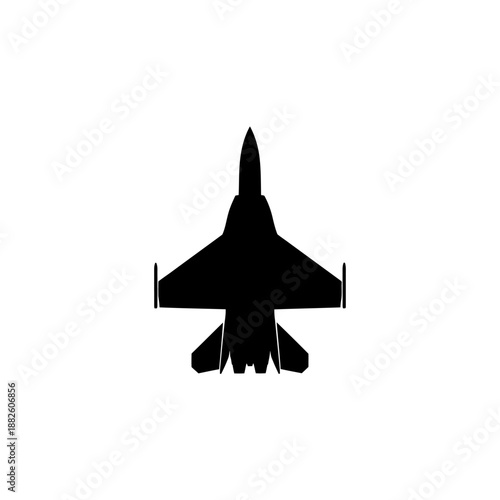 Silhouette of a modern fighter jet against a white background