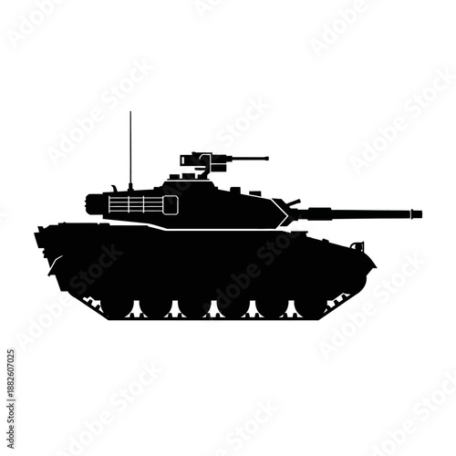 Modern Battle Tank Silhouette Vector Illustration