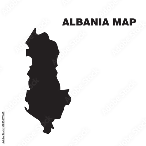 Albania Map Silhouette Vector | Simple Black and White Albania Map | Albania Country Shape Illustration