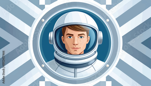 Astronaut in Space Suit Portrait Illustration.