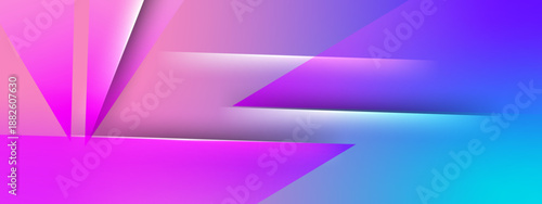 Cyan and Magenta Abstract Shards Background with Horizontal Light Glow