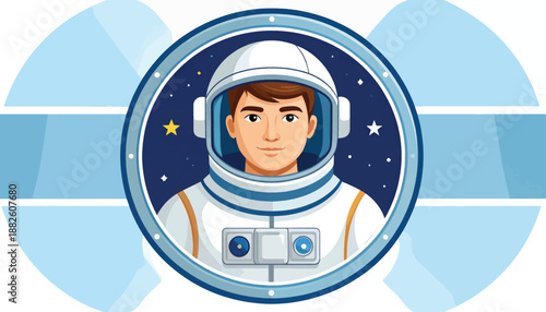Astronaut in White Space Suit Portrait.