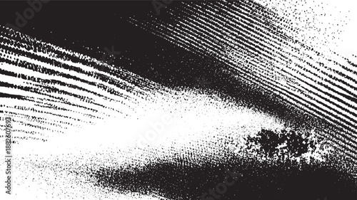 Abstract monochrome textured background with sweeping brush strokes and granular patterns suggesting movement and depth