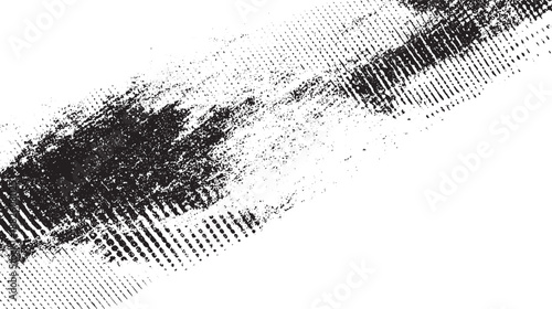 Diagonal abstract monochrome grunge texture with distressed brush strokes and halftone dots creating a rough and textured visual effect