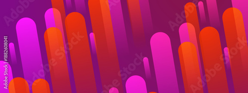 Vertical Rounded Stripe Composition with Warm Orange and Magenta Tones