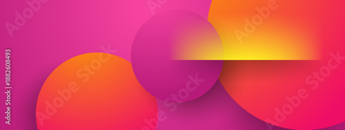 Modern abstract art featuring soft pink spheres contrasted by a sharp yellow geometric line and glow