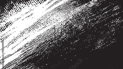 Abstract black and white diagonal lines and halftone dots creating a textured overlay with a distressed and gritty feel