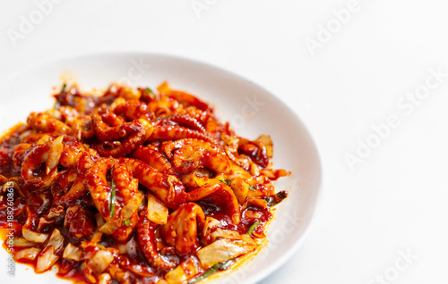Stir fried spicy vegetable octopus   