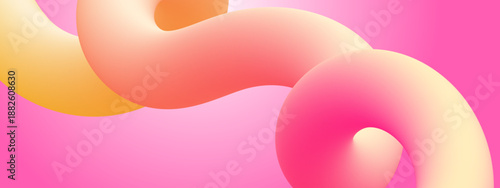 Energetic hot pink background featuring a thick peach-colored 3D fluid spiral with smooth lighting and shadows
