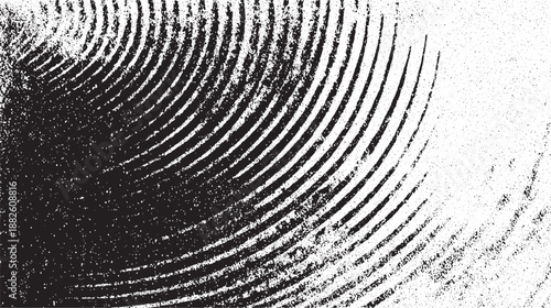 Close-up abstract monochrome texture featuring concentric curved lines and granular speckles creating a fingerprint-like pattern